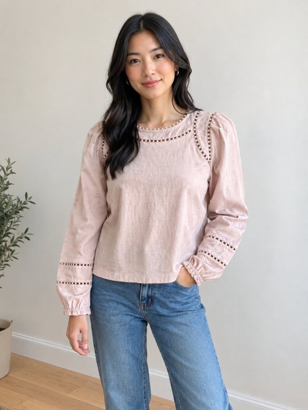 Boden pink blouse 4 cotton
